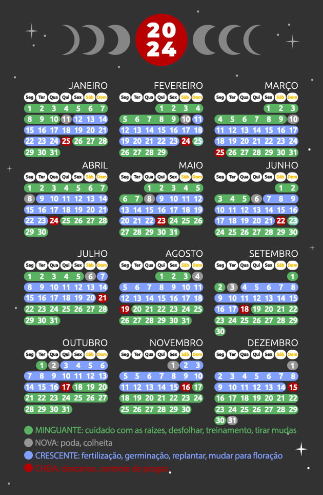 calendário lunar de 2024 completo