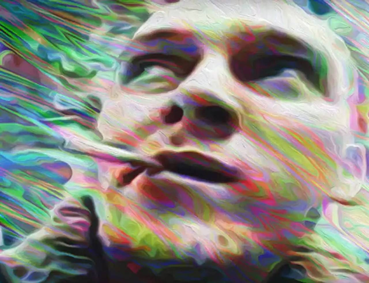 imagem distorcida de um homem fumando cannabis