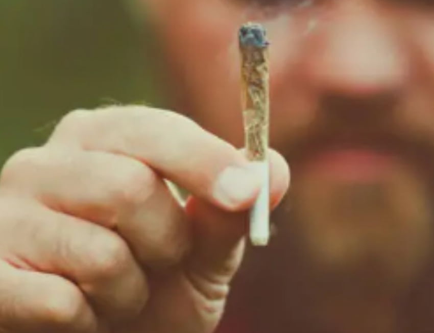 homem desfocado segurando um baseado de 24K gold na mão