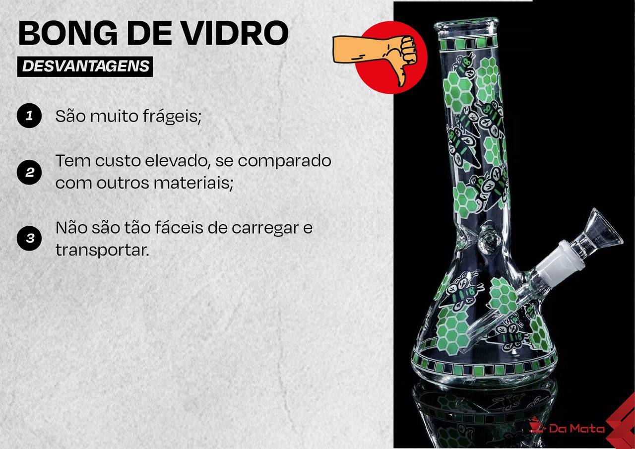 infográfico com as vantagens do bong de vidro