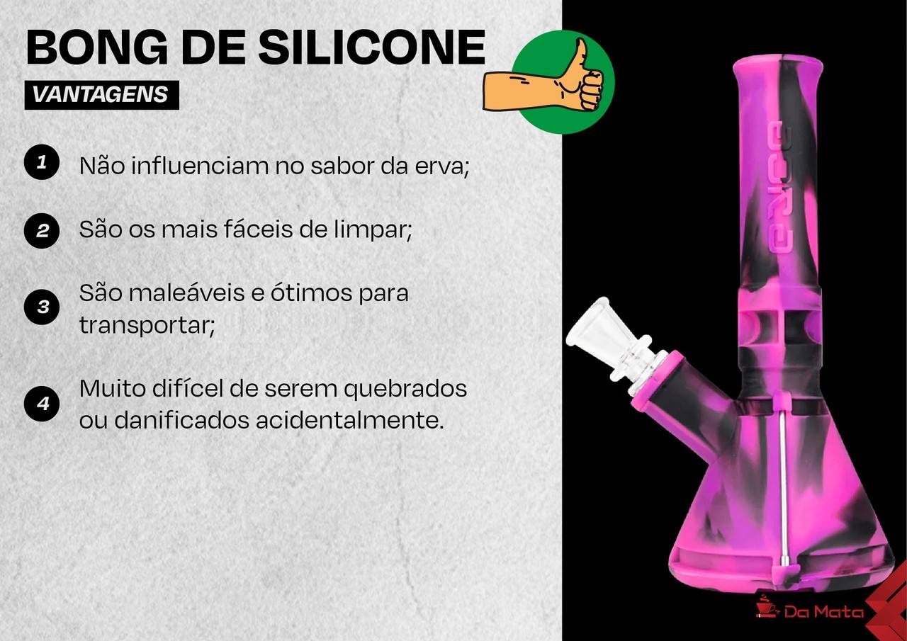 infográfico com vantagens do bong de silicone