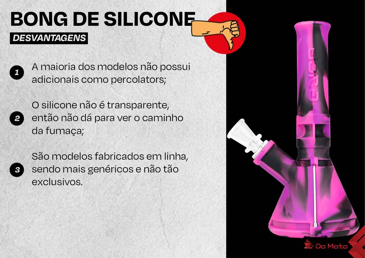 infográfico com desvantagens do bong de silicone