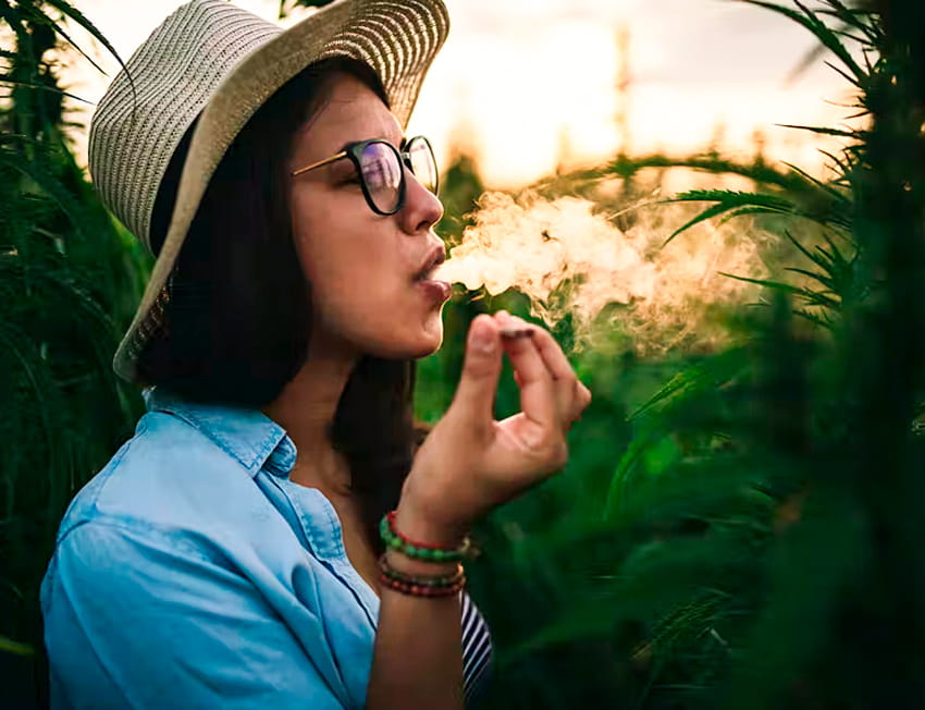 califórnia e a maconha mulher fumando um baseado