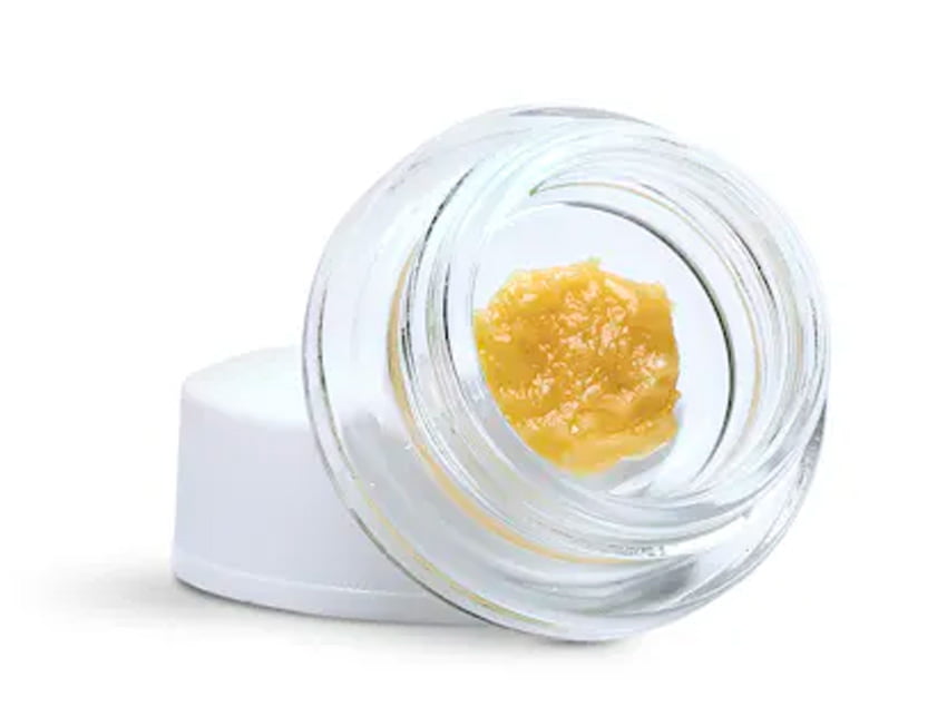 Live Rosin em pasta em um pote transparente bem pequeno