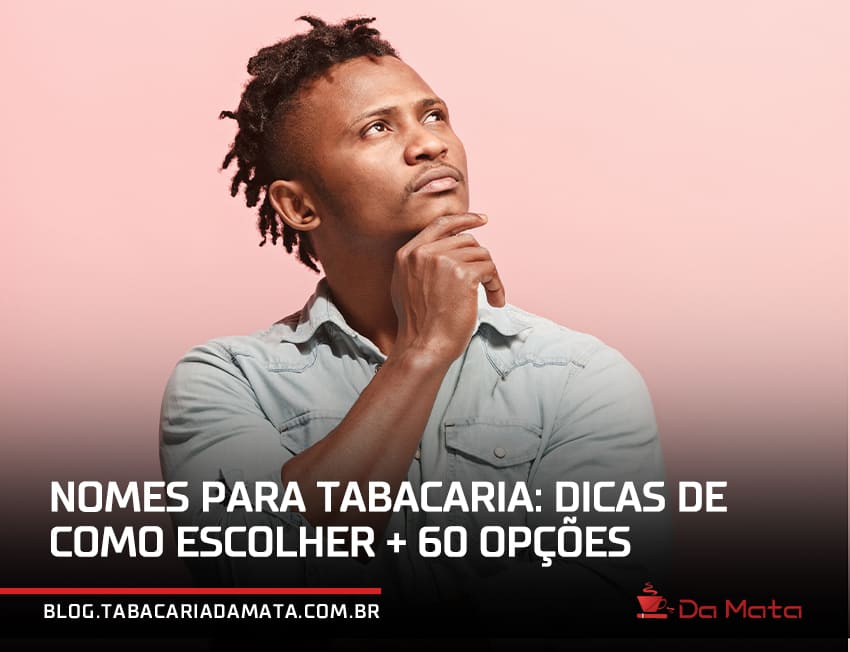homem negro com a mão no rosto com expressão de dúvida em relação ao nome da tabacaria||||lupa em frente a tela do notebook|arte de um grupo de bonecos com um círculo vermelho em volta
